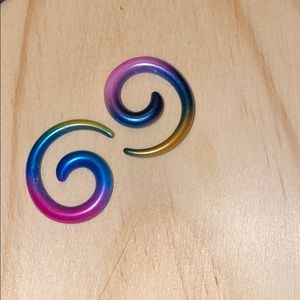 6G/4MM acrylic rainbow spiral plugs💜💚💛💙